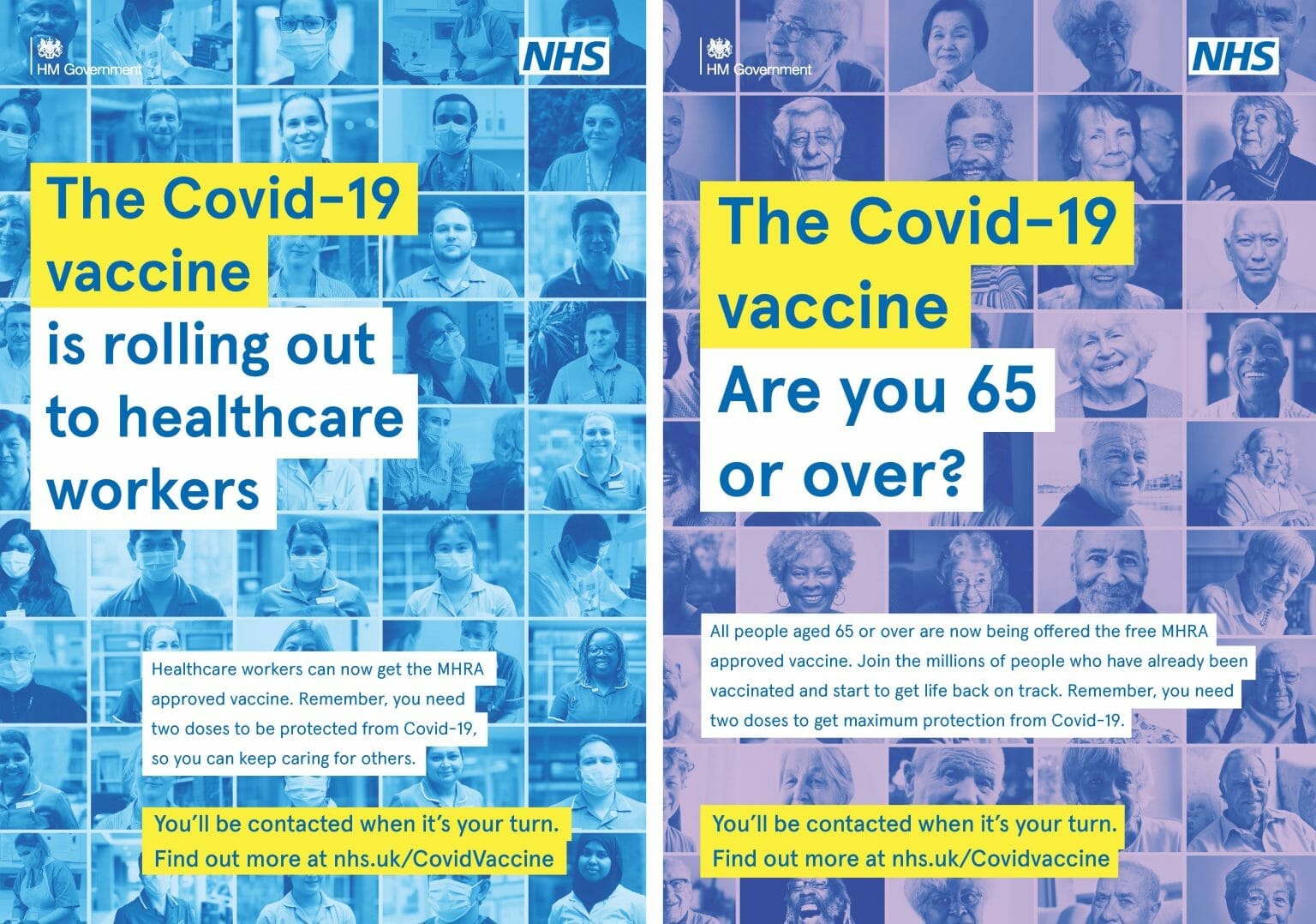 NHS COVID-19 posters from Public Health England about the vaccine