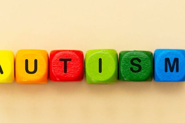 Autism spelt out in colorful blocks